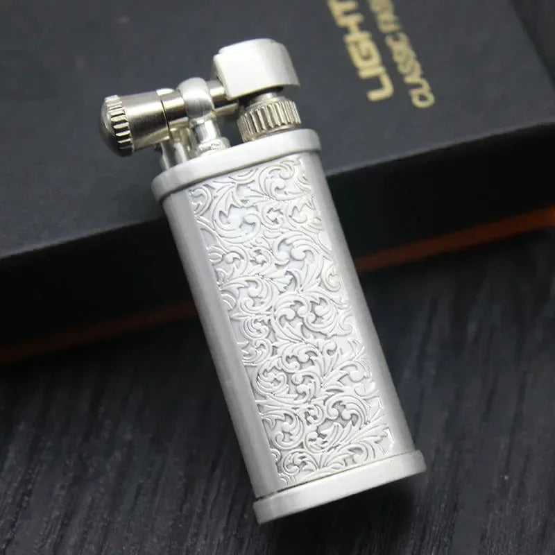 2024Tang Grass Vintage Flint Kerosene Lighters Flame Retro Metal Grinding Wheel Petrol Cigarette Cool Lighters Creative Gadgets