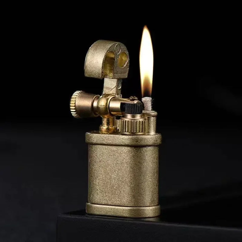 2024Tang Grass Vintage Flint Kerosene Lighters Flame Retro Metal Grinding Wheel Petrol Cigarette Cool Lighters Creative Gadgets