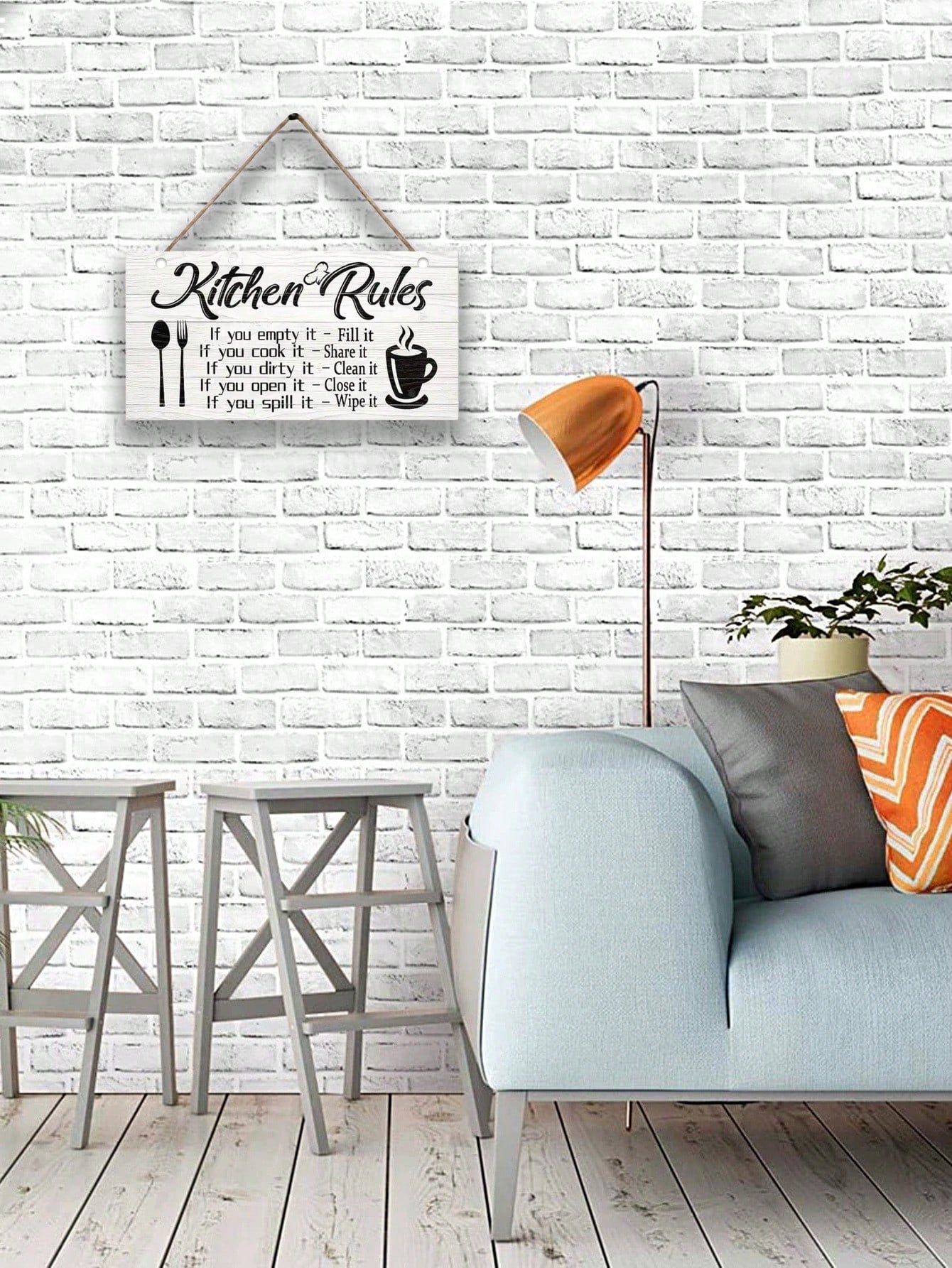 1Pc, Art Kitchen Rules Wooden Plaque, Funny Inspirational Quotes Canvas Print Wall Decor, Room Decor, Scene Decor, Kitchen Decor