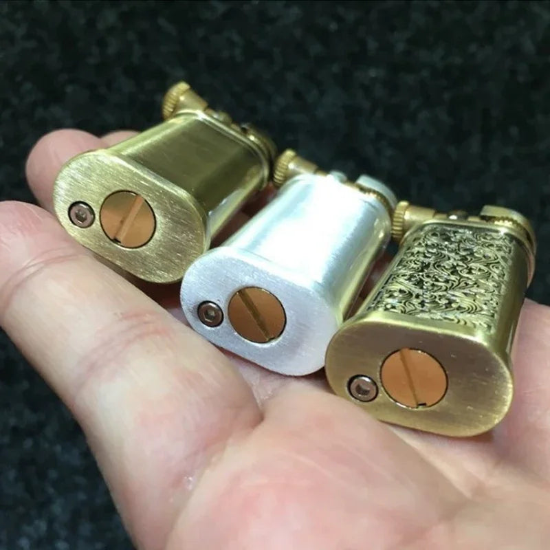 2024Tang Grass Vintage Flint Kerosene Lighters Flame Retro Metal Grinding Wheel Petrol Cigarette Cool Lighters Creative Gadgets