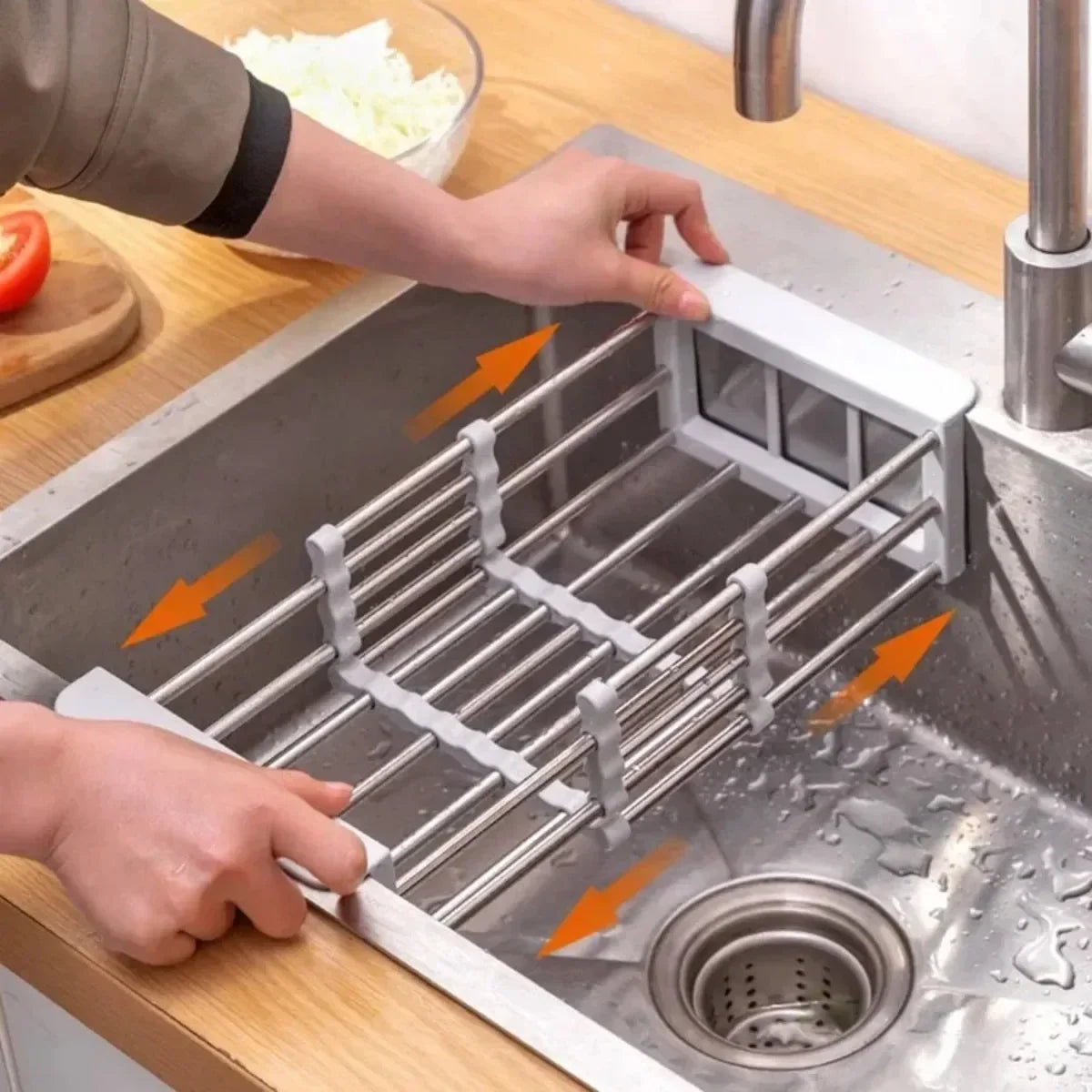 Stainless Steel Dish Drainer Kitchen Sink Rack Vegetable Rack Extendable Drying Storage Accessories Storage Kitchen Tools
