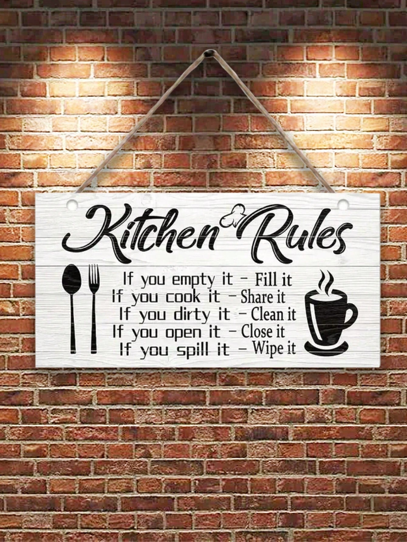 1Pc, Art Kitchen Rules Wooden Plaque, Funny Inspirational Quotes Canvas Print Wall Decor, Room Decor, Scene Decor, Kitchen Decor