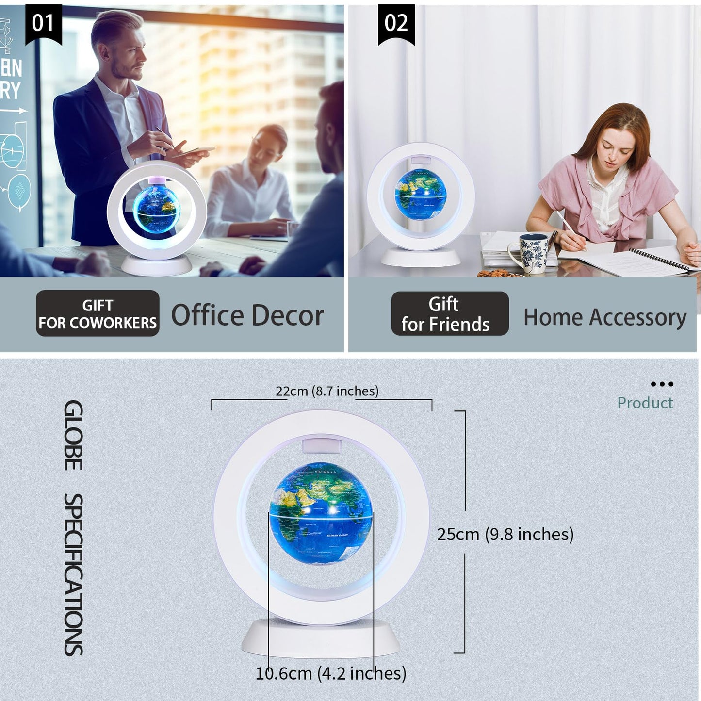 Magnetic Levitation Bluetooth Speaker Constellation Lamp Spinning Floating World Globe for Kids Learning or Men Boss Office Desk Accessories Decor,Cool Tech Gadgets Unique Desk Toy Gift for Teens