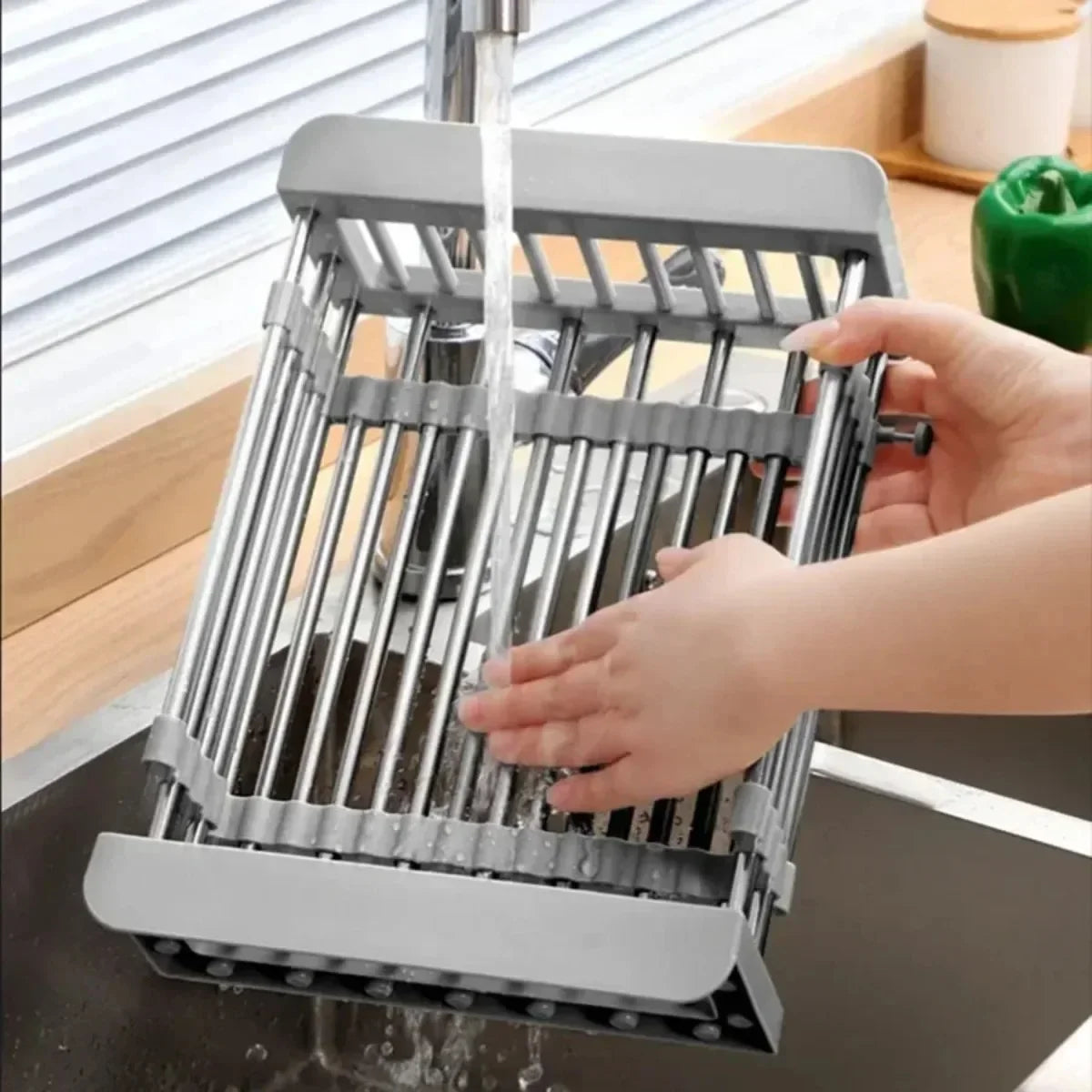 Stainless Steel Dish Drainer Kitchen Sink Rack Vegetable Rack Extendable Drying Storage Accessories Storage Kitchen Tools