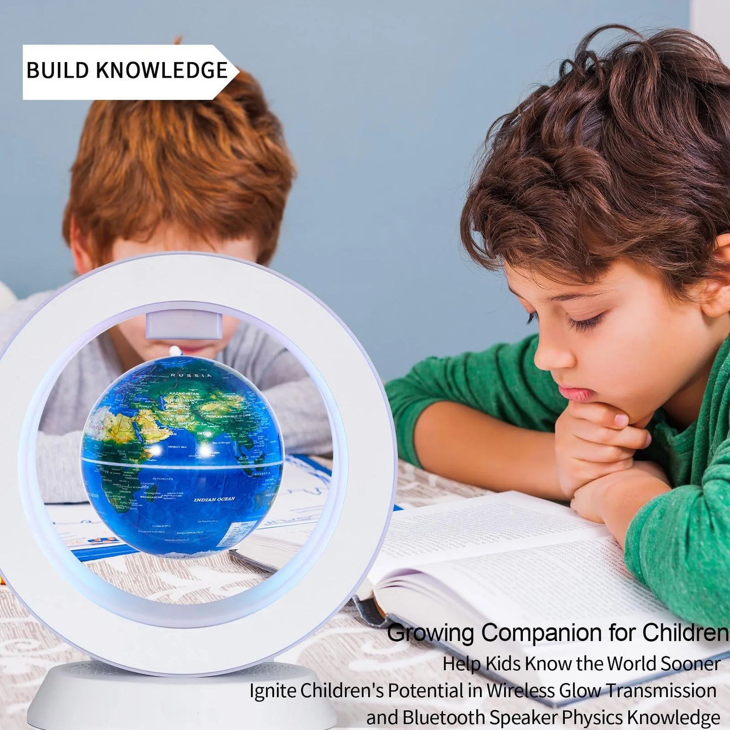 Magnetic Levitation Bluetooth Speaker Constellation Lamp Spinning Floating World Globe for Kids Learning or Men Boss Office Desk Accessories Decor,Cool Tech Gadgets Unique Desk Toy Gift for Teens