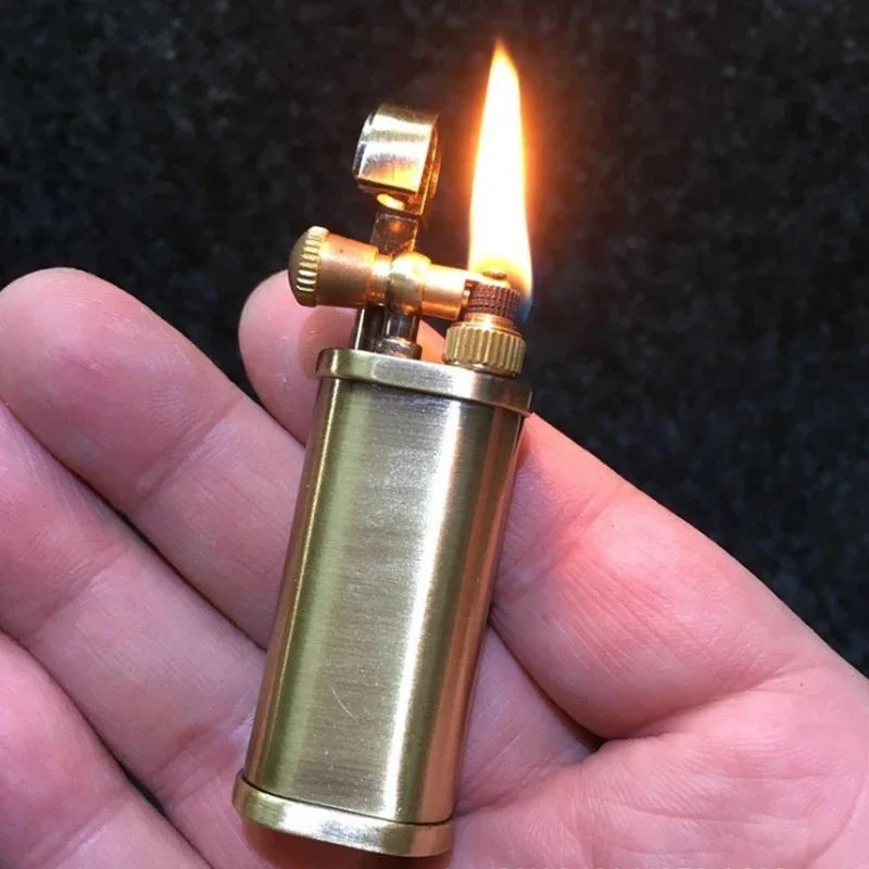 2024Tang Grass Vintage Flint Kerosene Lighters Flame Retro Metal Grinding Wheel Petrol Cigarette Cool Lighters Creative Gadgets