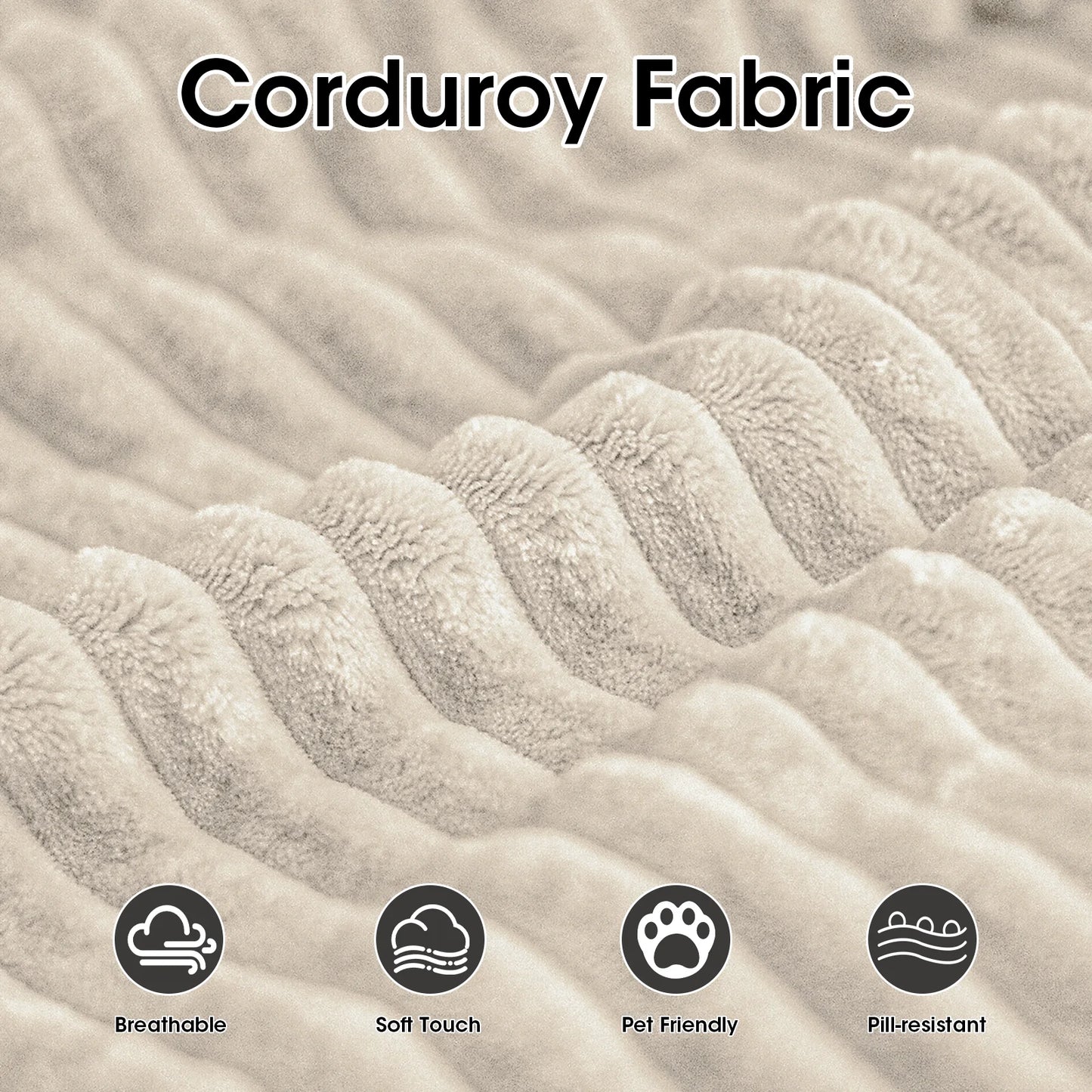 Gaildon Corduroy Sponge Sofa Lounge Chair Fluffy Modern Sleeper Chair with Removable Footrest for Indoor Living Room and Bedroom