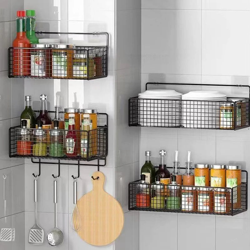 Multifunctional Bathroom Organiser Toiletries Organiser No-Punch Bathroom Shelf Bathroom Kitchen Wall Mount Storage Rack