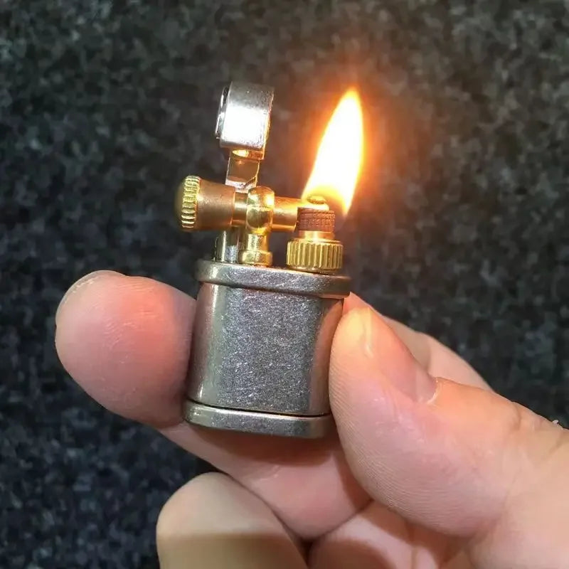 2024Tang Grass Vintage Flint Kerosene Lighters Flame Retro Metal Grinding Wheel Petrol Cigarette Cool Lighters Creative Gadgets