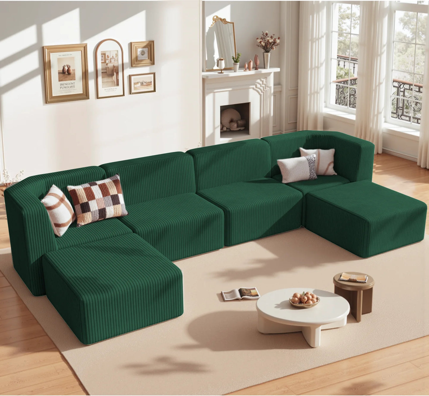 Gaildon Corduroy Sponge Sofa Lounge Chair Fluffy Modern Sleeper Chair with Removable Footrest for Indoor Living Room and Bedroom
