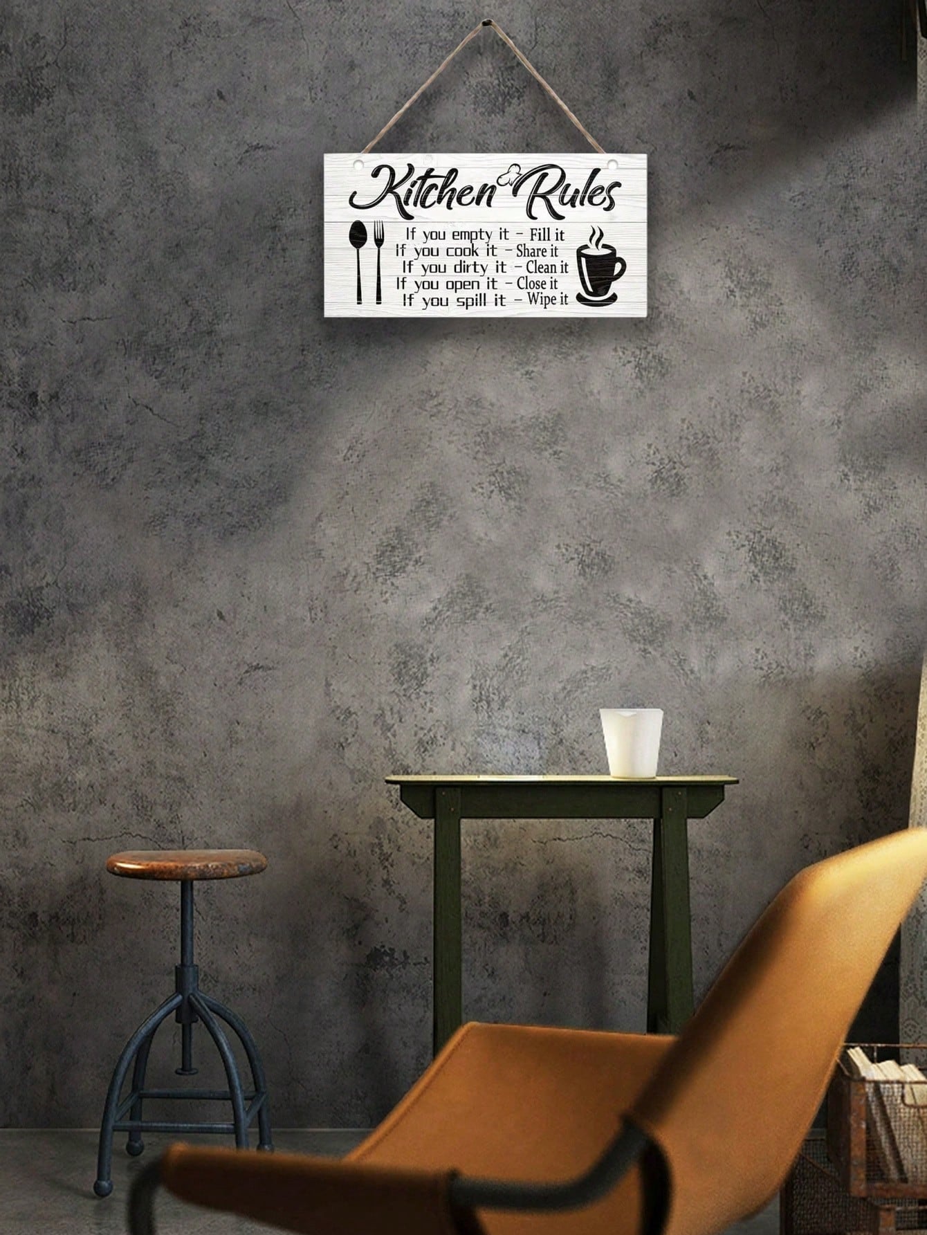 1Pc, Art Kitchen Rules Wooden Plaque, Funny Inspirational Quotes Canvas Print Wall Decor, Room Decor, Scene Decor, Kitchen Decor