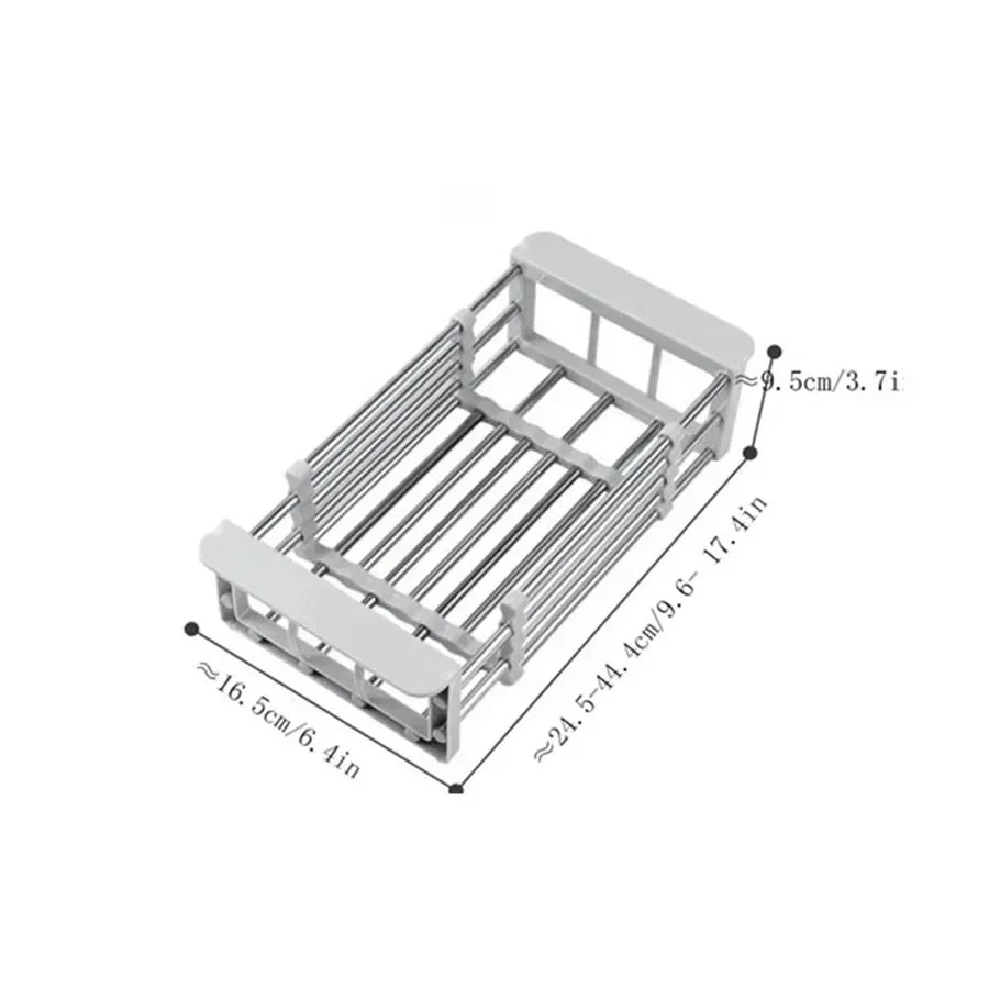 Stainless Steel Dish Drainer Kitchen Sink Rack Vegetable Rack Extendable Drying Storage Accessories Storage Kitchen Tools