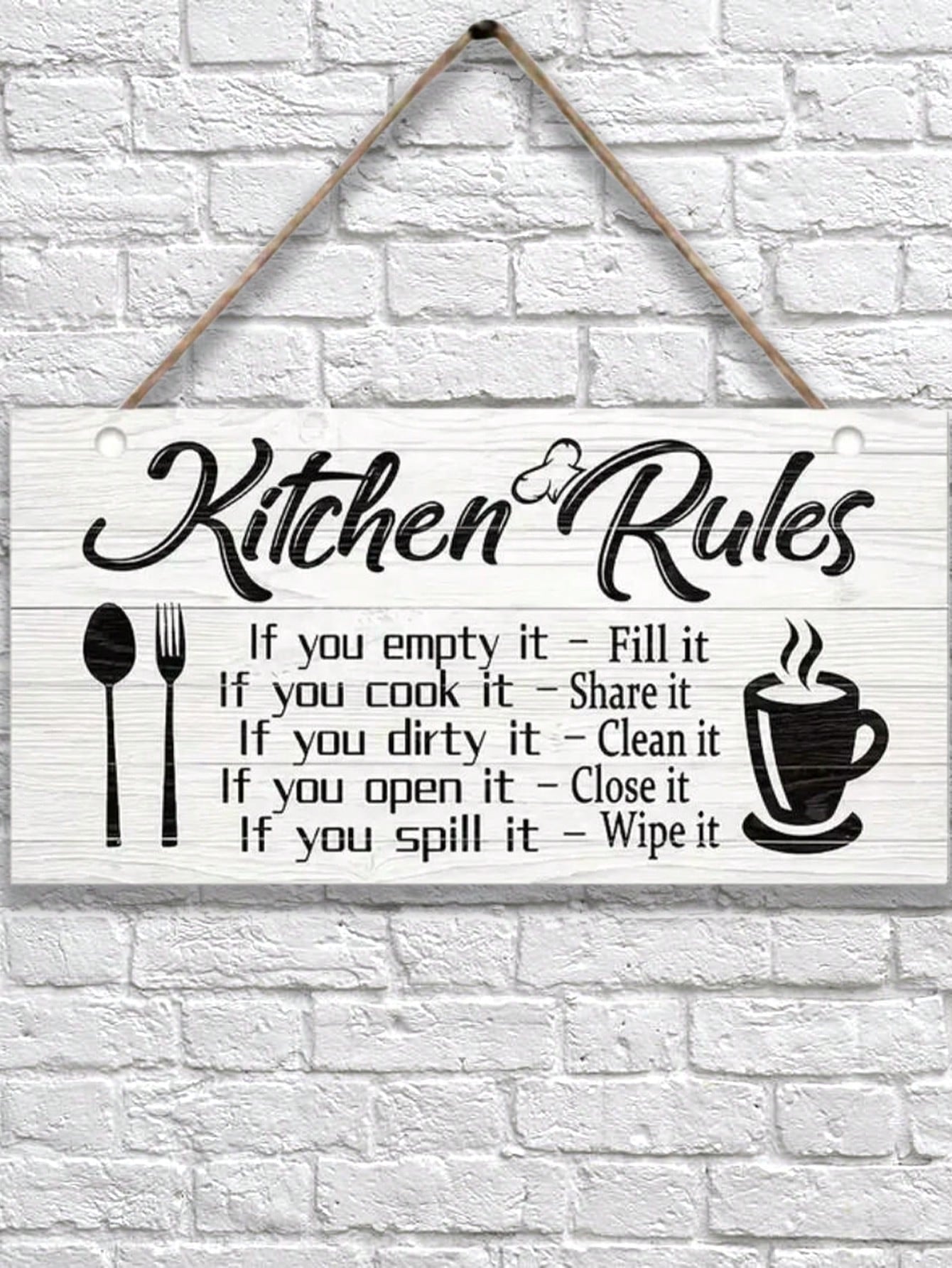 1Pc, Art Kitchen Rules Wooden Plaque, Funny Inspirational Quotes Canvas Print Wall Decor, Room Decor, Scene Decor, Kitchen Decor