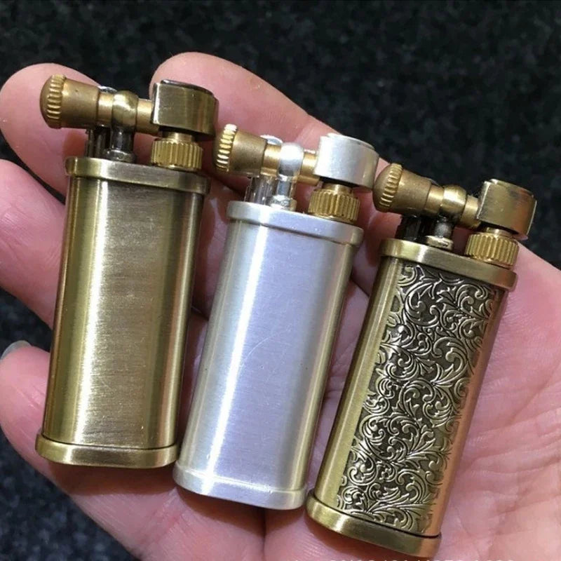 2024Tang Grass Vintage Flint Kerosene Lighters Flame Retro Metal Grinding Wheel Petrol Cigarette Cool Lighters Creative Gadgets