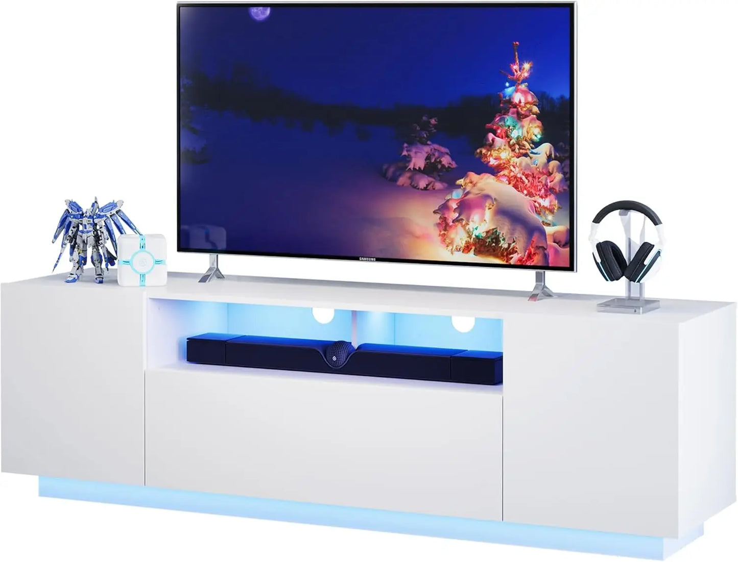 TV Stand for 65 Inch TV, Modern Entertainment Center with LED, 58" TV Console with Storage Cabinet, TV Stands for Living Room,