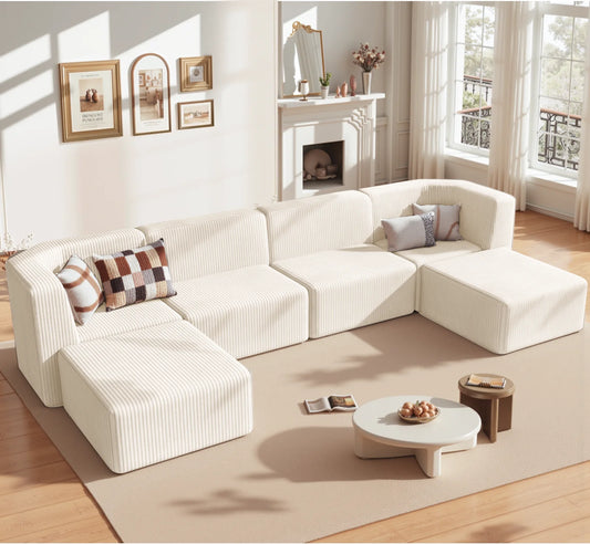 Gaildon Corduroy Sponge Sofa Lounge Chair Fluffy Modern Sleeper Chair with Removable Footrest for Indoor Living Room and Bedroom