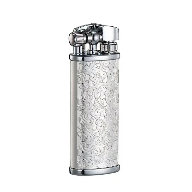2024Tang Grass Vintage Flint Kerosene Lighters Flame Retro Metal Grinding Wheel Petrol Cigarette Cool Lighters Creative Gadgets