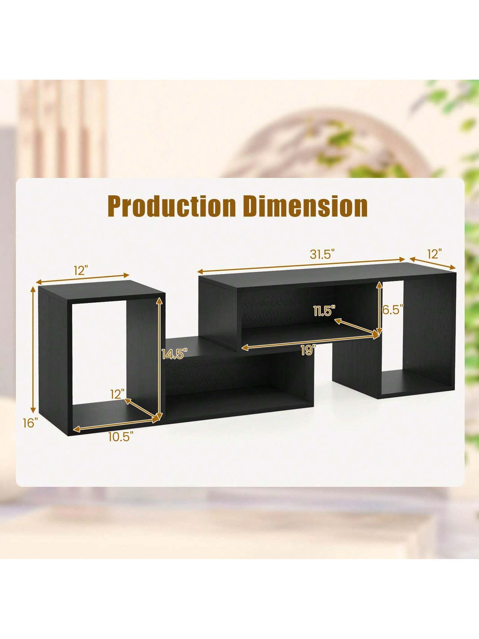 Lifezeal 2 PCS Adjustable TV Stands with Storage Cubes for Tvs up to 55 Inches Cabinets