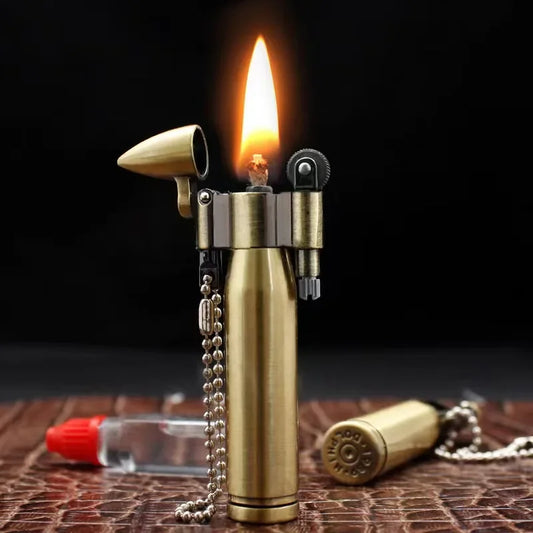 2024Tang Grass Vintage Flint Kerosene Lighters Flame Retro Metal Grinding Wheel Petrol Cigarette Cool Lighters Creative Gadgets