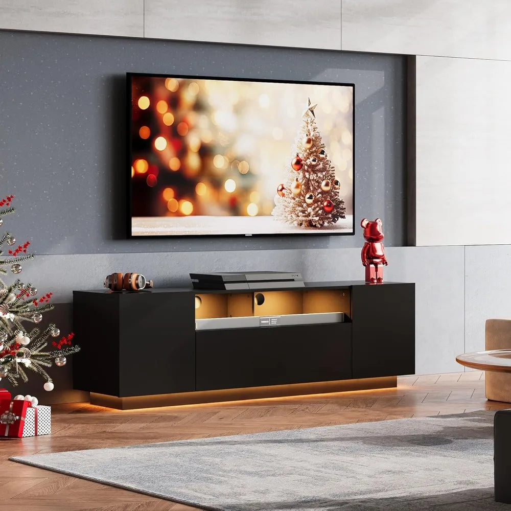 TV Stand for 65 Inch TV, Modern Entertainment Center with LED, 58" TV Console with Storage Cabinet, TV Stands for Living Room,
