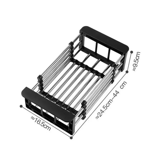 Stainless Steel Dish Drainer Kitchen Sink Rack Vegetable Rack Extendable Drying Storage Accessories Storage Kitchen Tools