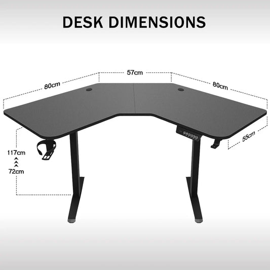 Computer Desk Gaming Desk L-Shaped Corner Lift Desk Writing Desk Black Lift Desk Suitable for Small Spaces in Home Offices
