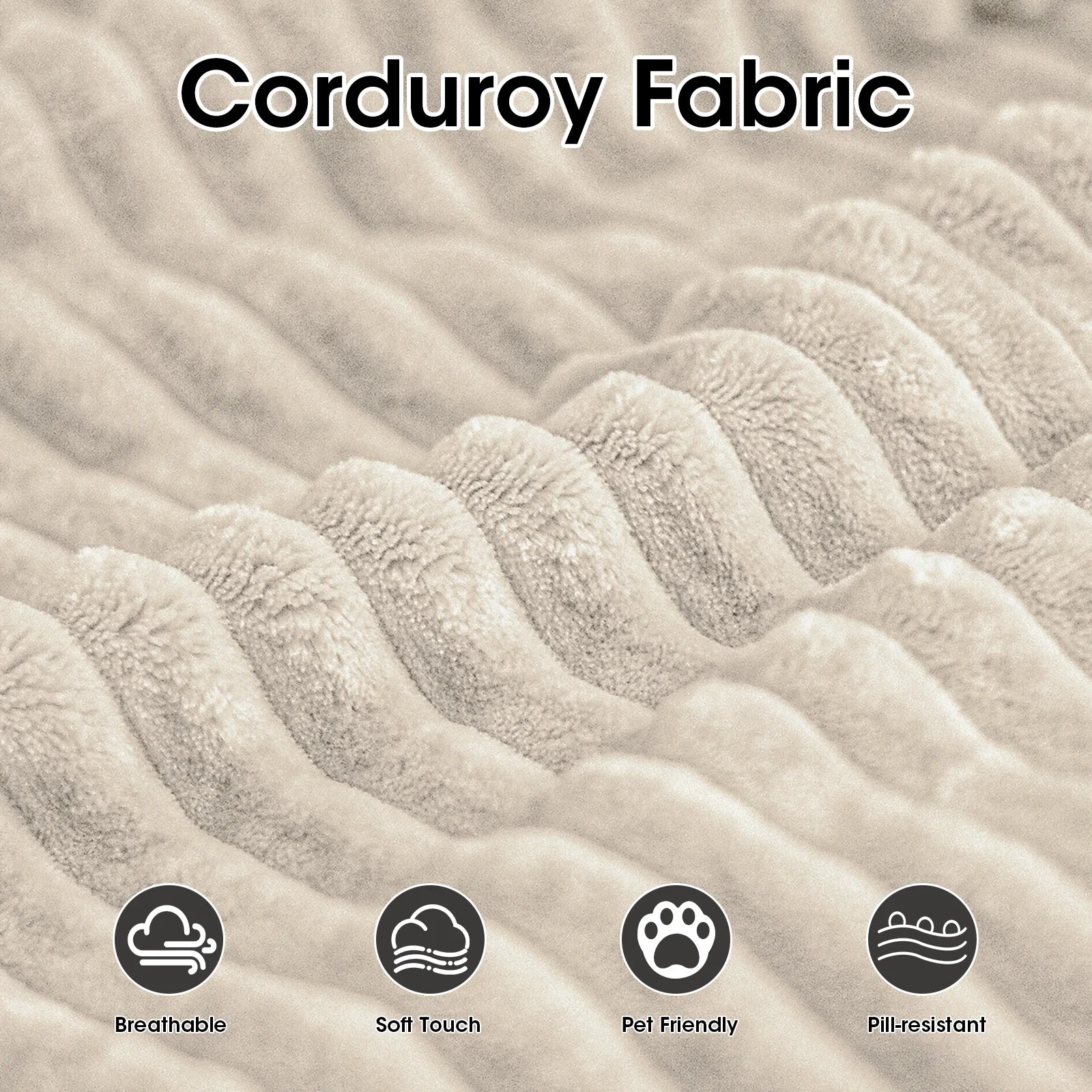 Gaildon Corduroy Sponge Sofa Lounge Chair Fluffy Modern Sleeper Chair with Removable Footrest for Indoor Living Room and Bedroom