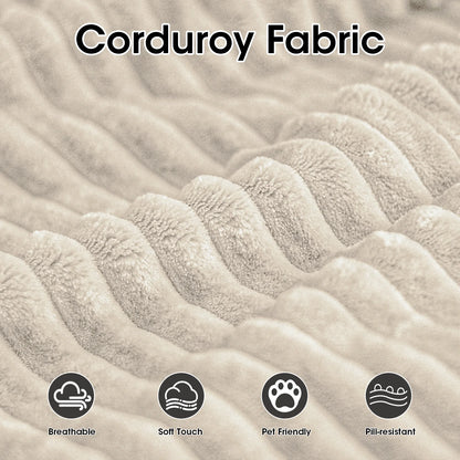 Gaildon Corduroy Sponge Sofa Lounge Chair Fluffy Modern Sleeper Chair with Removable Footrest for Indoor Living Room and Bedroom