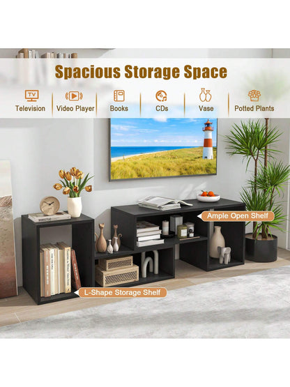 Lifezeal 2 PCS Adjustable TV Stands with Storage Cubes for Tvs up to 55 Inches Cabinets