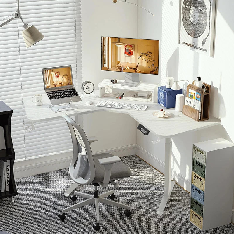 Computer Desk Gaming Desk L-Shaped Corner Lift Desk Writing Desk Black Lift Desk Suitable for Small Spaces in Home Offices