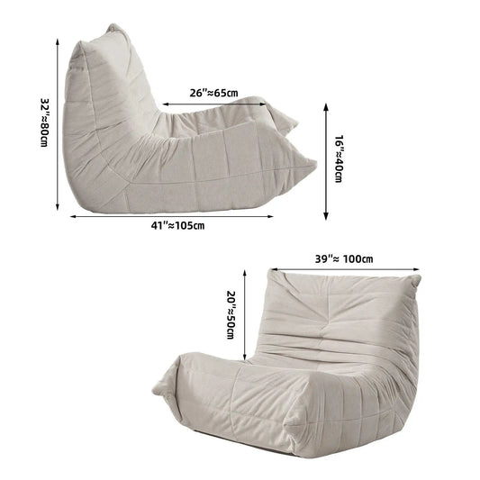 Caterpillar Sofa Bean Bag Chair for Adults, Comfy Togo Floor Chair Lazy Sofa, Small Reading Corner Couch for Living Room Bedroom