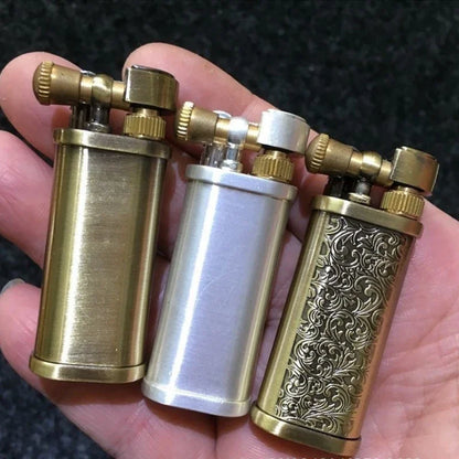 2024Tang Grass Vintage Flint Kerosene Lighters Flame Retro Metal Grinding Wheel Petrol Cigarette Cool Lighters Creative Gadgets